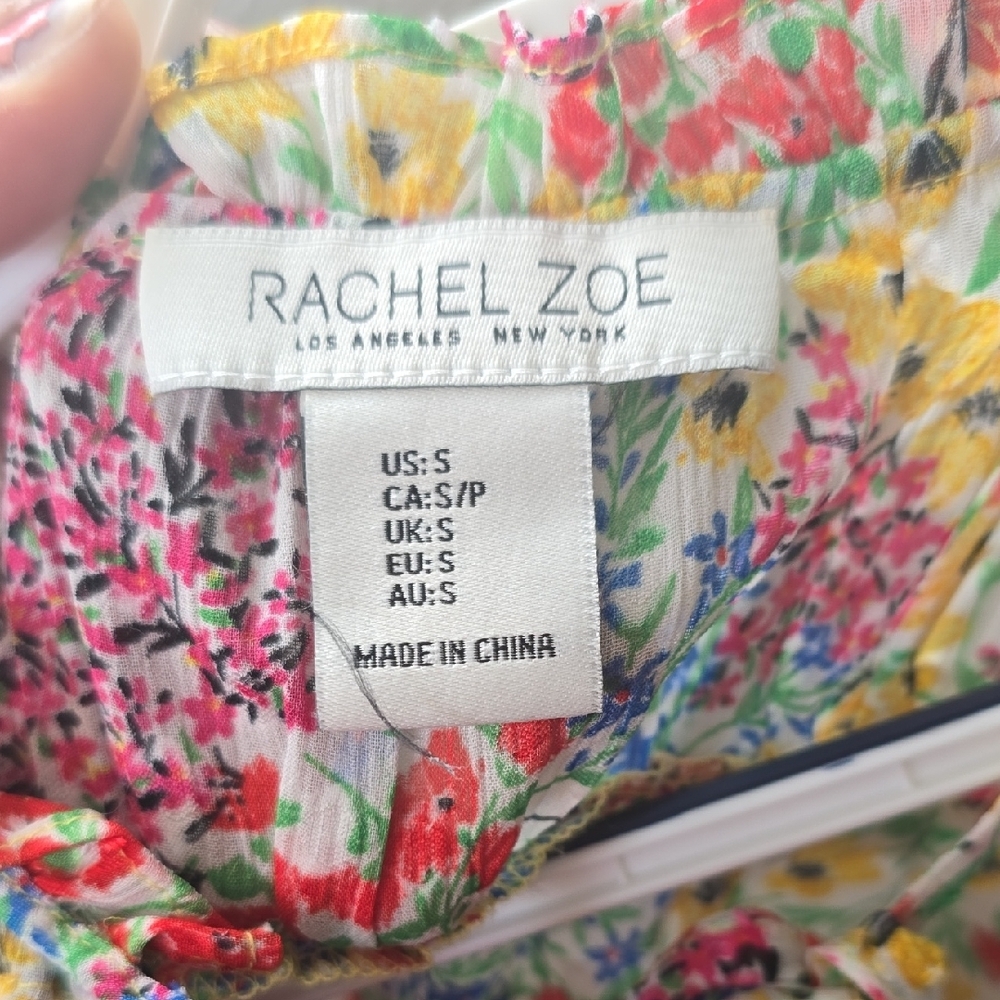 Rachel Zoe Floral Ruffle-Trim Tie Neck Camisole — Red, Yellow, Blue, Purple - Picture 2 of 4